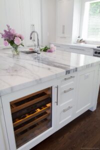 A visual representation of various countertop options for a laundry room, highlighting their durability and style.