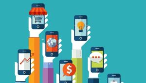 A business professional using a mobile app on a smartphone, symbolizing the integration of mobile technology in business operations. #mobile apps for businesses