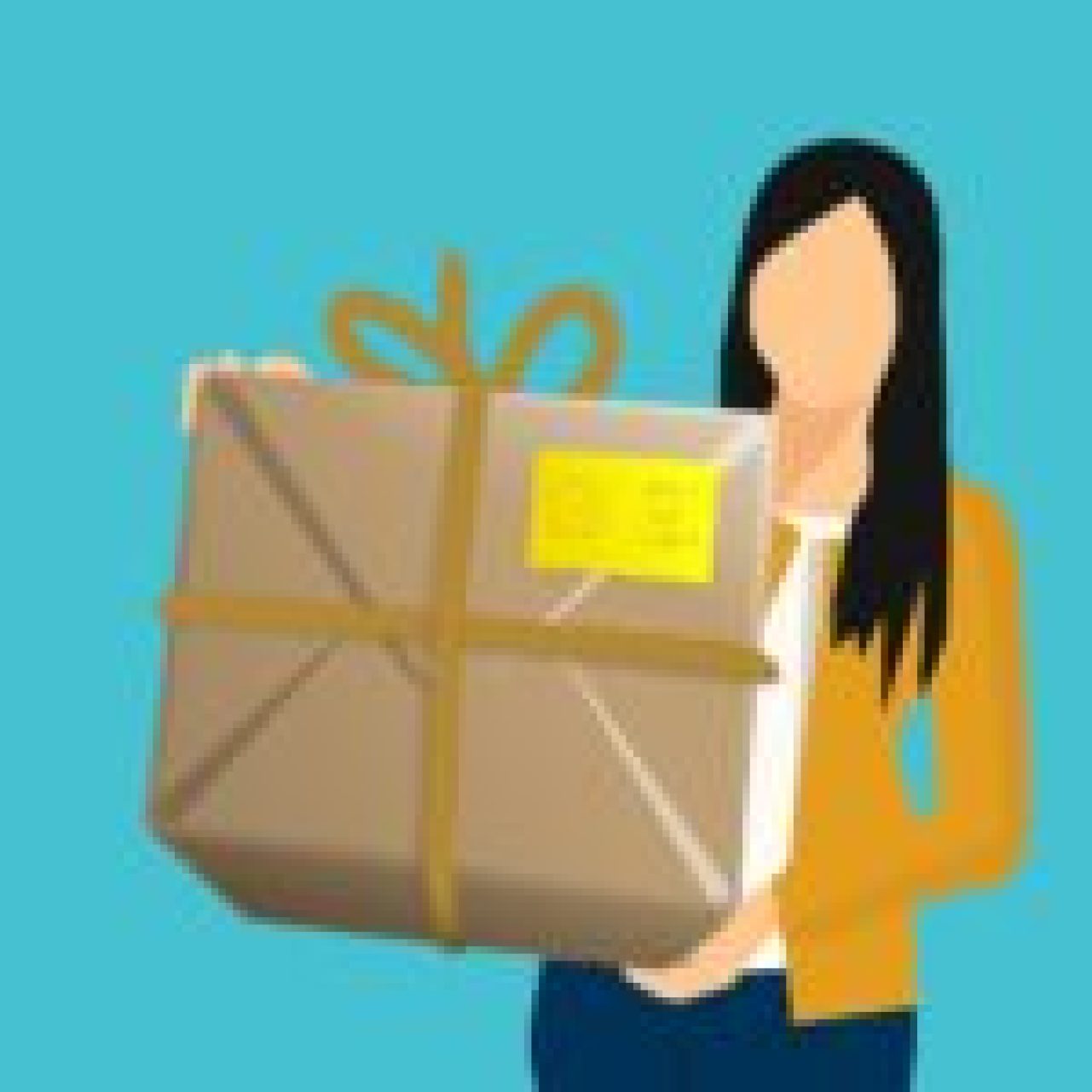 A person holding a large, wrapped package tied with rope, symbolising sustainable logistics and eco-friendly packaging.