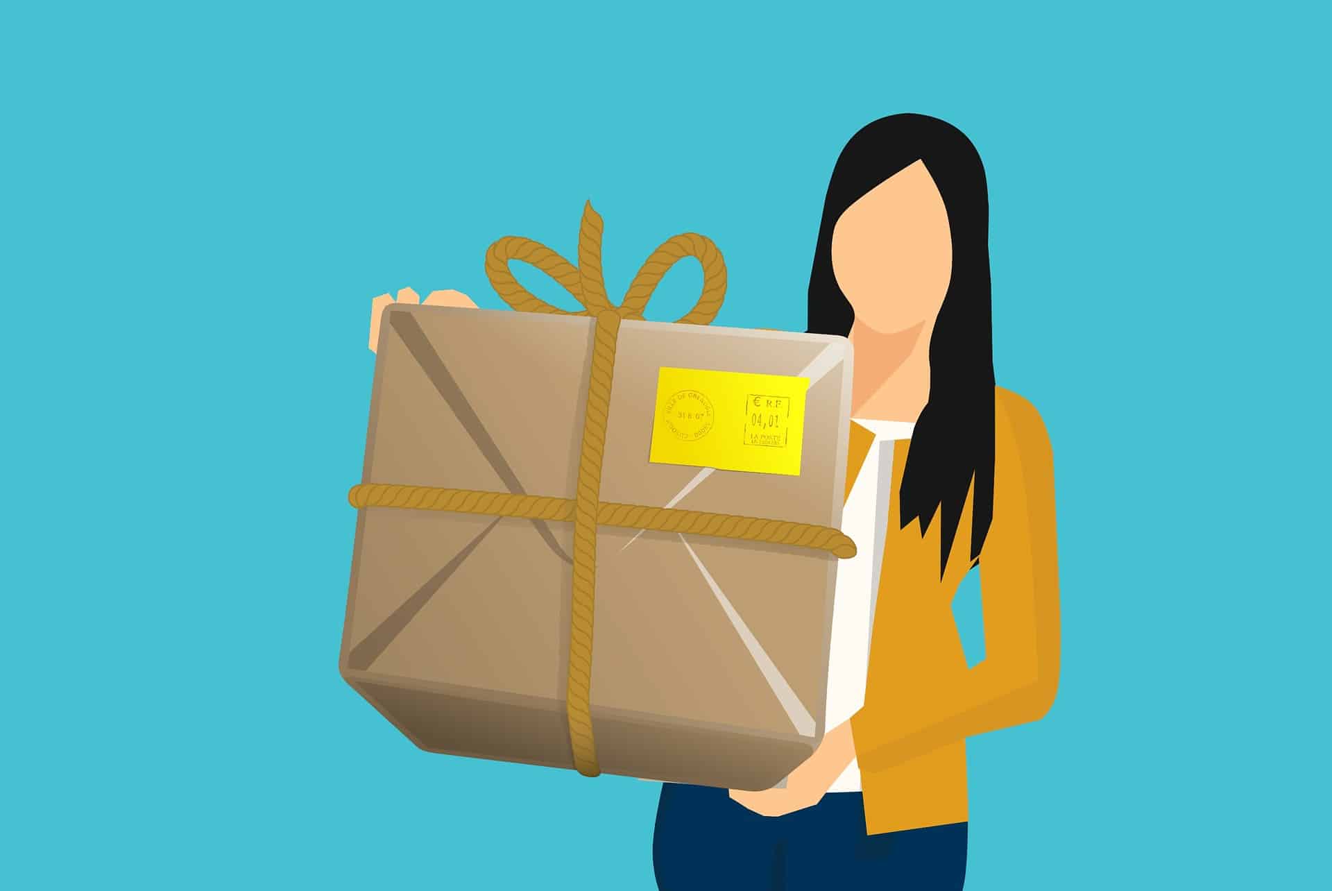 A person holding a large, wrapped package tied with rope, symbolising sustainable logistics and eco-friendly packaging.