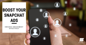 A mobile phone displaying the Snapchat app, with engaging ad content on the screen.