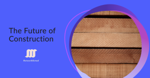 Close-up view of Cross-Laminated Timber layers with “The Future of Construction” text, symbolizing CLT’s role in sustainable building.