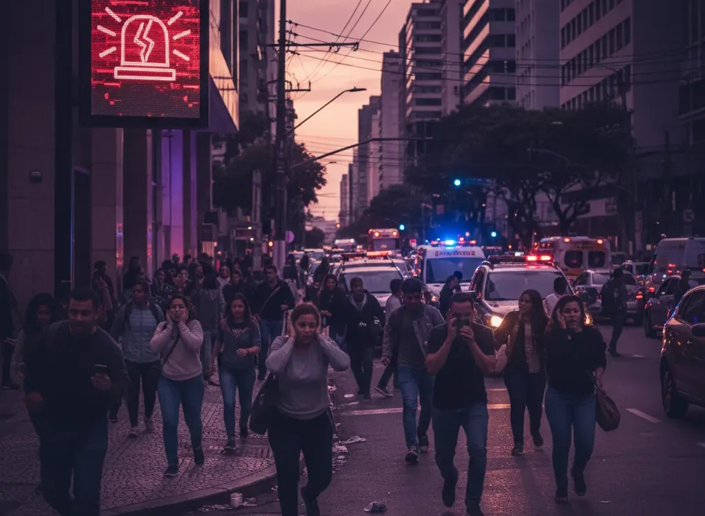 False Emergency Alerts Spark Chaos Across Brazil, Suspected Cyberattack Blamed 1 Cityscape Of A Major Brazilian City With Emergency Alert Sirens Blaring