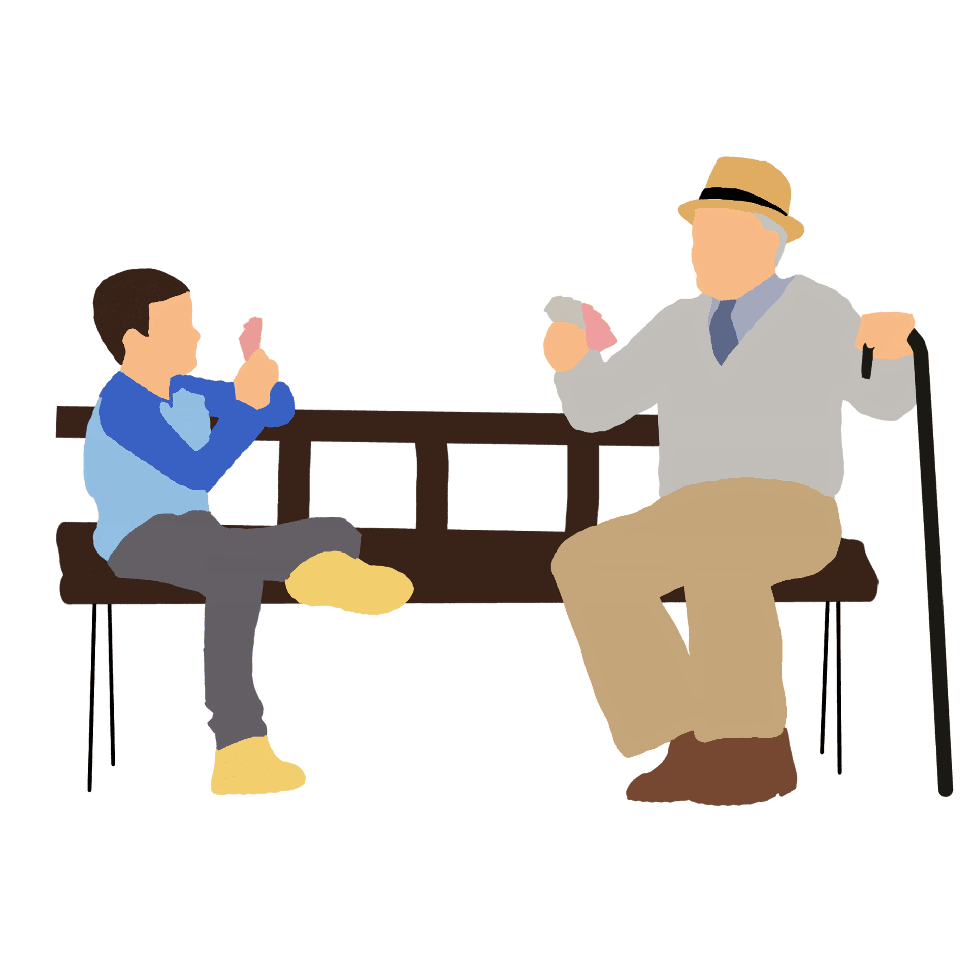 Two people engaged in a conversation on a bench, possibly discussing data-driven stories. #Data-Driven Storytelling