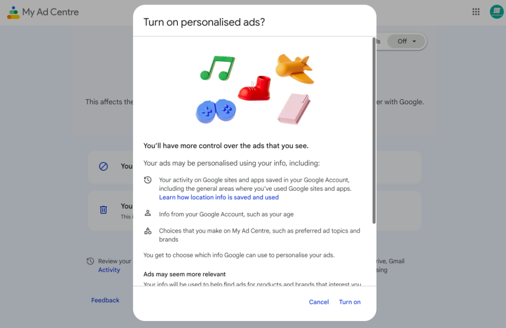 Ad Personalisation adssettings.google.com