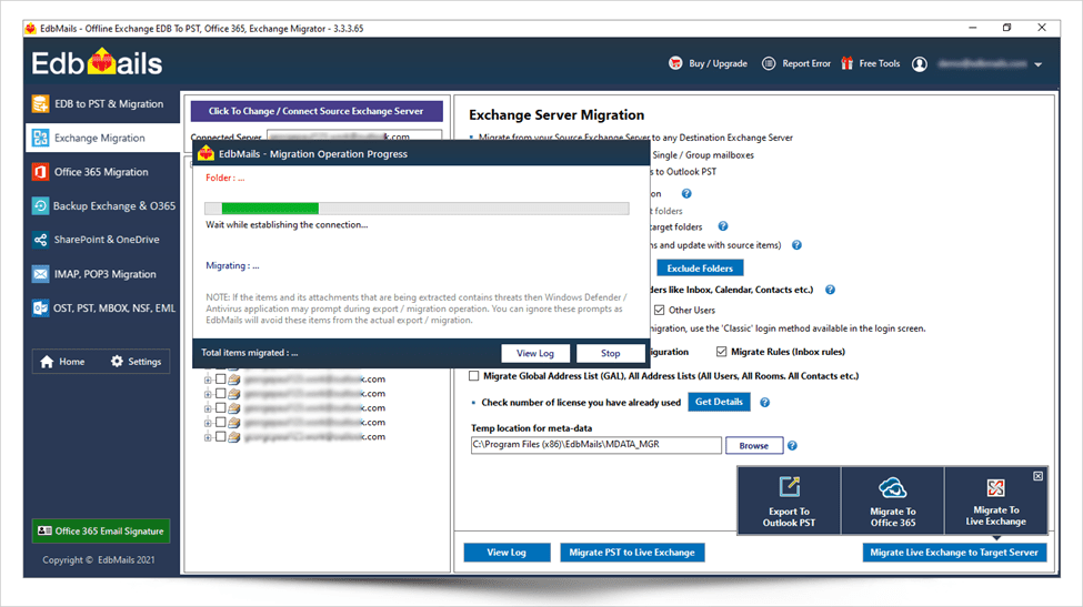 Migration Completion and Log Report