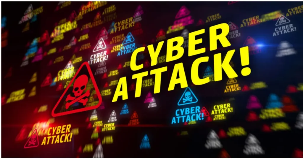 Warning signs with the text "CYBER ATTACK!" symbolizing online exploitation related to Spider-Man fandom.