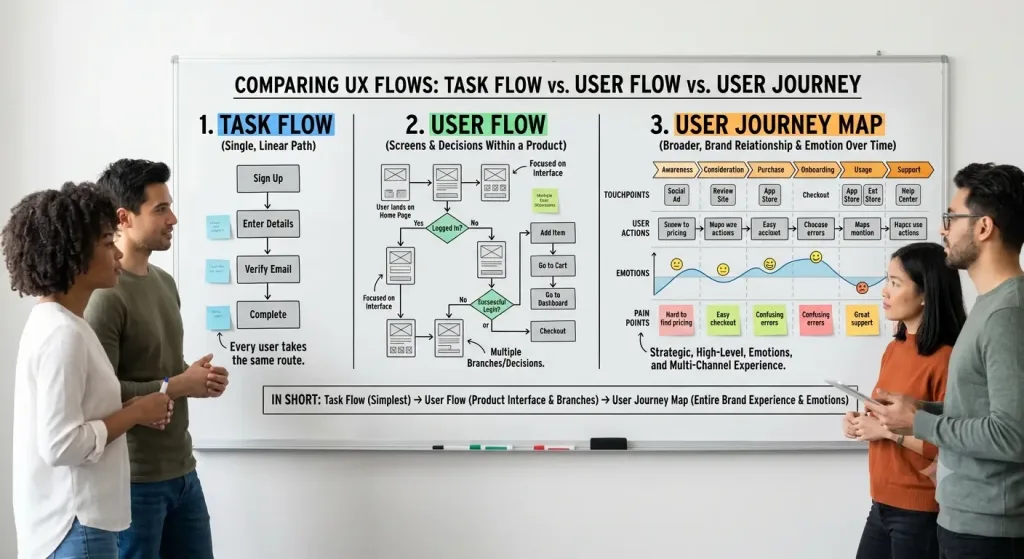 What Are User Flows In Ux Design? A Beginner'S Guide 3 User Flow Vs. User Journey Vs. Task Flow