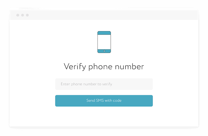 Phone number verification interface with a mobile phone graphic Verify phone number text and an input box for entering the phone number 📱✅