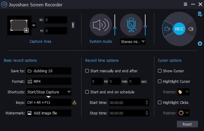 Screenshot of the Joyoshare VidiKit software interface showing two main options on the left a Screen Recorder feature with an icon of a camcorder and the text Record Screen No Lag and on the right an Audio Recorder feature with an icon of a microphone and the text Capture Any Sound Both options are set against a dark background with additional menu options for Convert Repair and Other listed vertically on the left side The overall color scheme is dark with blue accents