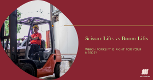 Various types of forklifts in a warehouse setting