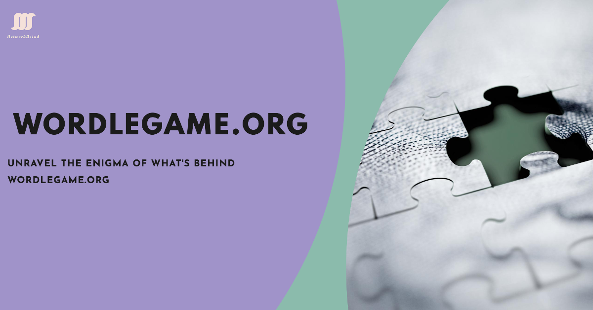 WordleGame.org promotional image with a puzzle piece and the tagline "Unravel the enigma of what's behind WordleGame.org.