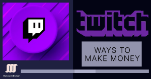 Make Money on Twitch: Streamer engaging with Twitch chat, with on-screen overlays showing live subscriptions, donations, and a branded gaming setup.