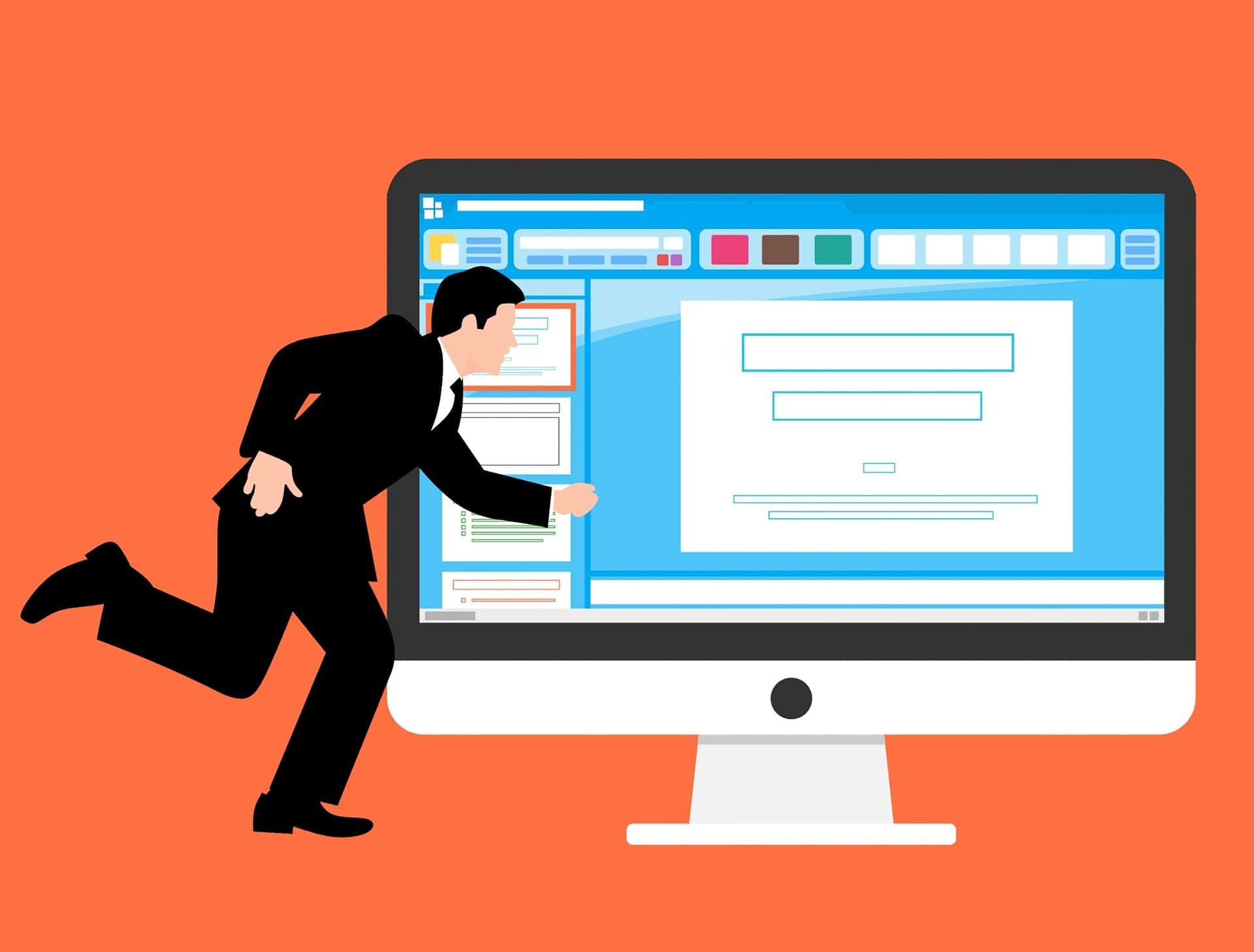 Graphic illustrating common web hosting mistakes, featuring a computer server with red warning signs.