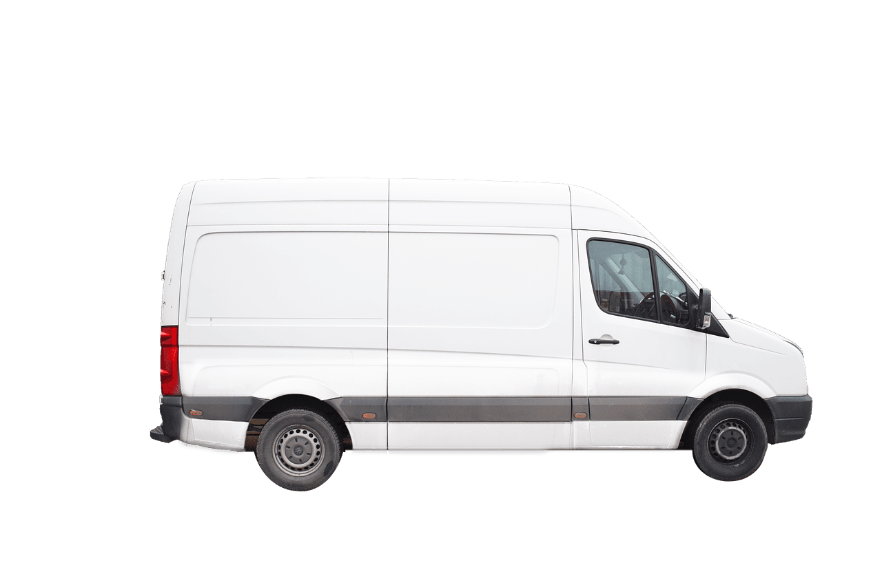 White delivery van used by a national moving company.