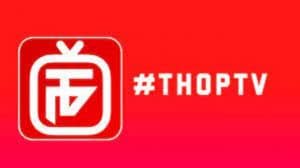 Logo of THOPTV on a red background with the hashtag #THOPTV below it.