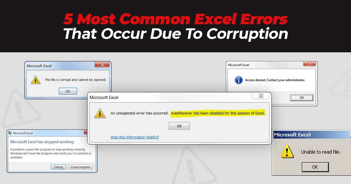 5 Most Common Excel Errors That Occur Due To Corruption