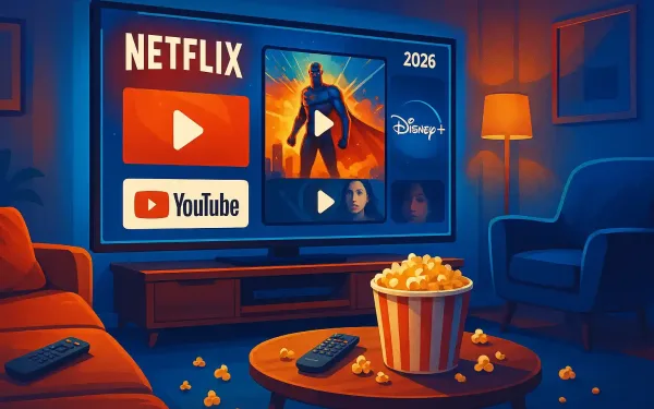 Vibrant Streaming Entertainment Setup With Multiple App Screens In A Cozy Living Room.