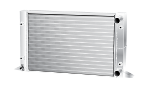 A new, undamaged car radiator isolated on a transparent background.