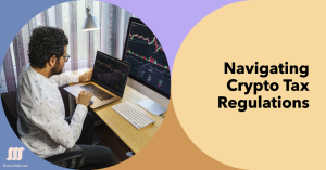 Accountant using crypto tax software on a laptop