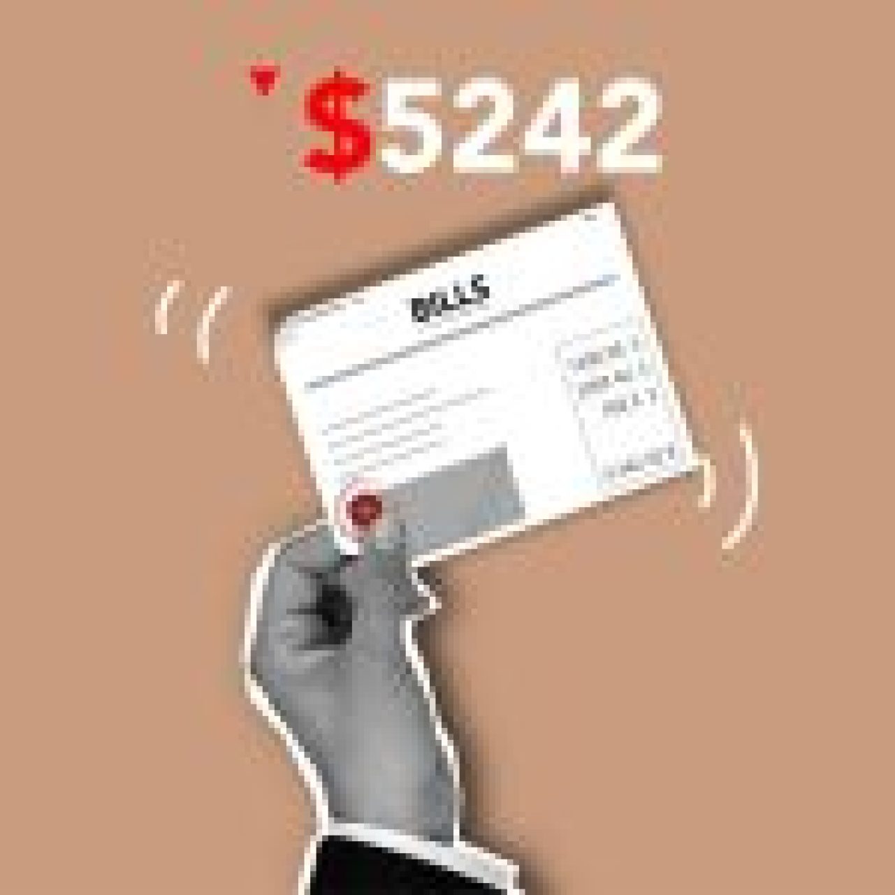 A hand holding a bill listing multiple amounts, emphasizing the concept of managing bills and financial obligations.