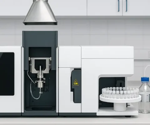 Agilent Absorption Spectroscopy: Agilent Atomic Absorption Spectroscopy Instrument In A Modern Laboratory Setup For Precise Chemical Analysis