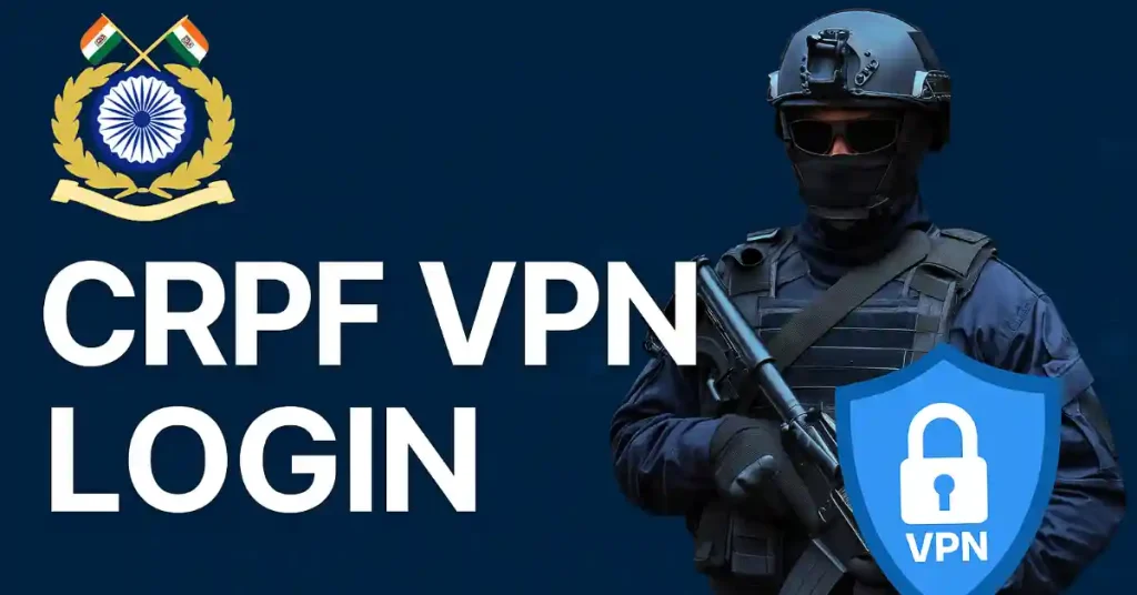 Digital lock with CRPF badge on a global network map, symbolizing secure VPN access for Central Reserve Police Force personnel across encrypted data streams,