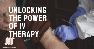 A healthcare professional administering intravenous (IV) therapy to a patient’s arm, highlighting the medical procedure of IV therapy.