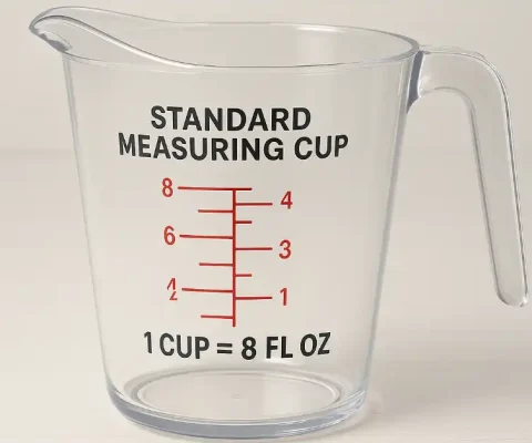 Standard Measuring Cup Displaying 1 Cup Equal To 8 Fluid Ounces