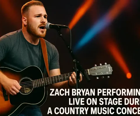Zach Bryan Performing Live On Stage During A Country Music Concert