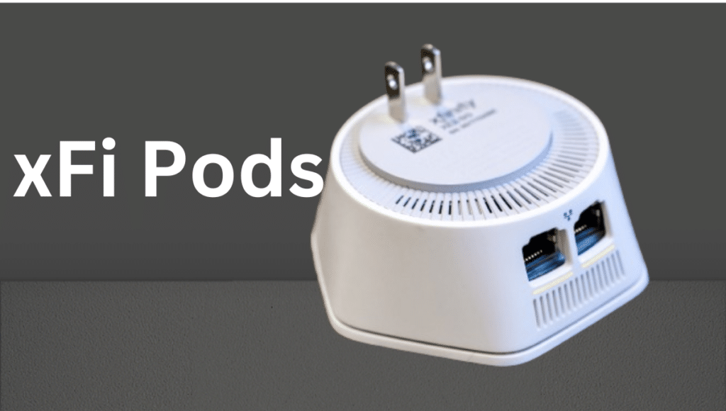 An image showing a single large xFi complete Pod, a device for extending Wi-Fi coverage in a home network setup.