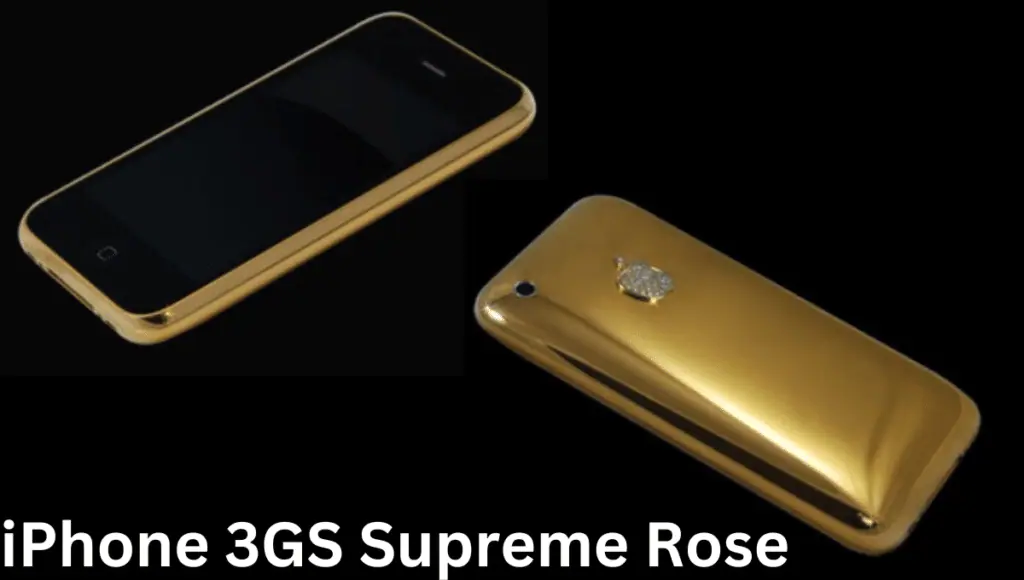 Image of a luxurious Stuart Hughes iPhone 3GS Supreme Rose, valued at $2.4 million. The phone is adorned with exquisite rose gold accents and encrusted with rare diamonds. A symbol of opulence and extravagance in the realm of phones.