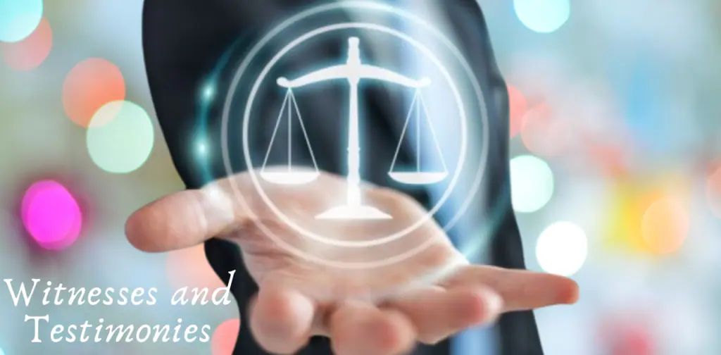 Expert witnesses giving testimony in a courtroom, conveying credibility and authority in legal proceedings.