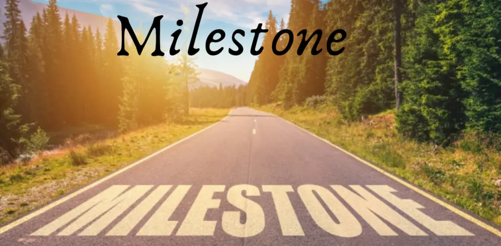 A visual representation of milestones, featuring a path of stepping stones marked with symbols of achievement and progress. Vibrant colors and dynamic elements convey a sense of excitement and success.