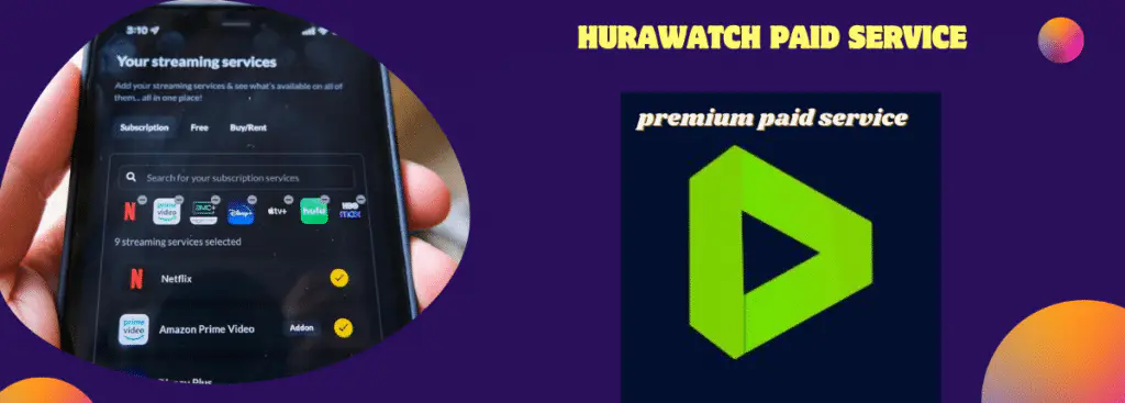 A HuraWatch displaying a paid streaming service interface.