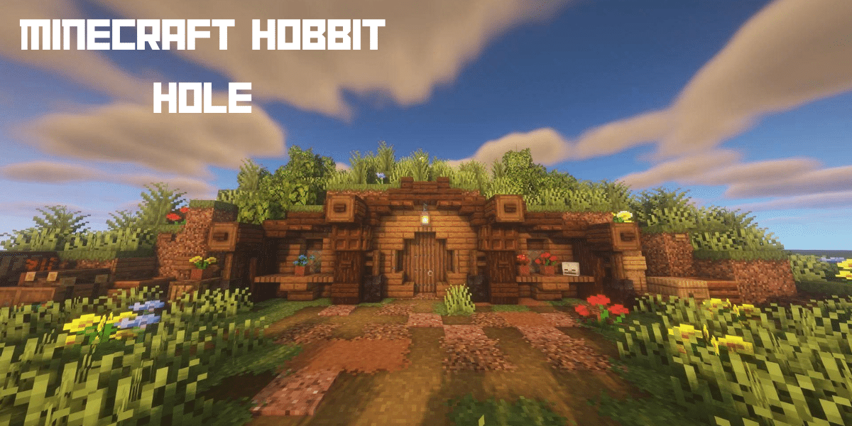 A cozy Minecraft Hobbit Hole nestled amidst lush greenery.