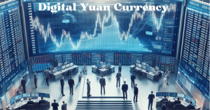 An illustration depicting the concept of Digital Yuan and currency symbols.