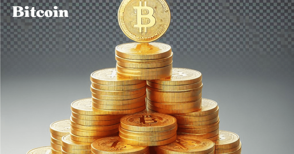 An illustration depicting the concept of circular economy with Bitcoin symbols.