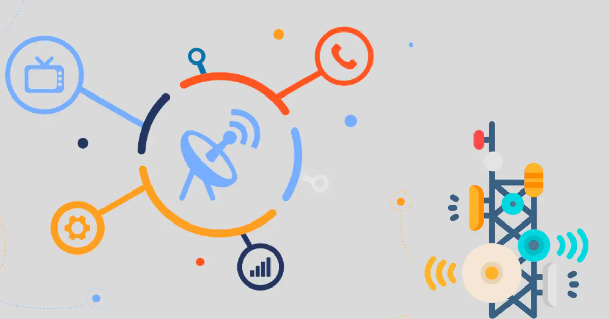 An illustration depicting interconnected nodes with quantum symbols, representing the concept of quantum networking for secure communication. 