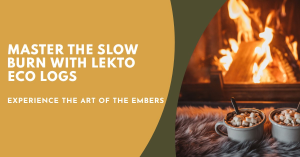 A close-up photo of glowing embers in a fireplace, fueled by Lekto Eco Logs.