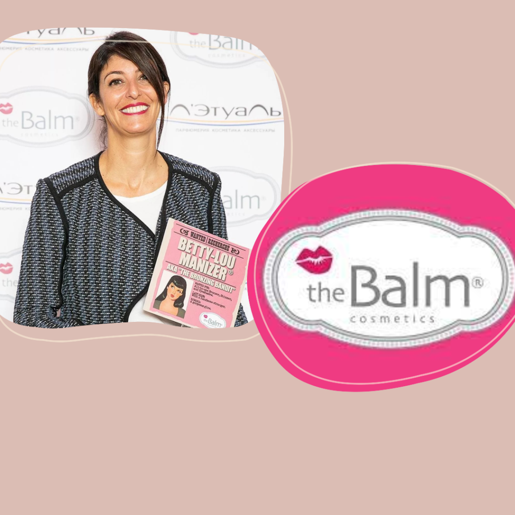 A promotional image featuring Marissa Shipman and products from TheBalm Cosmetics