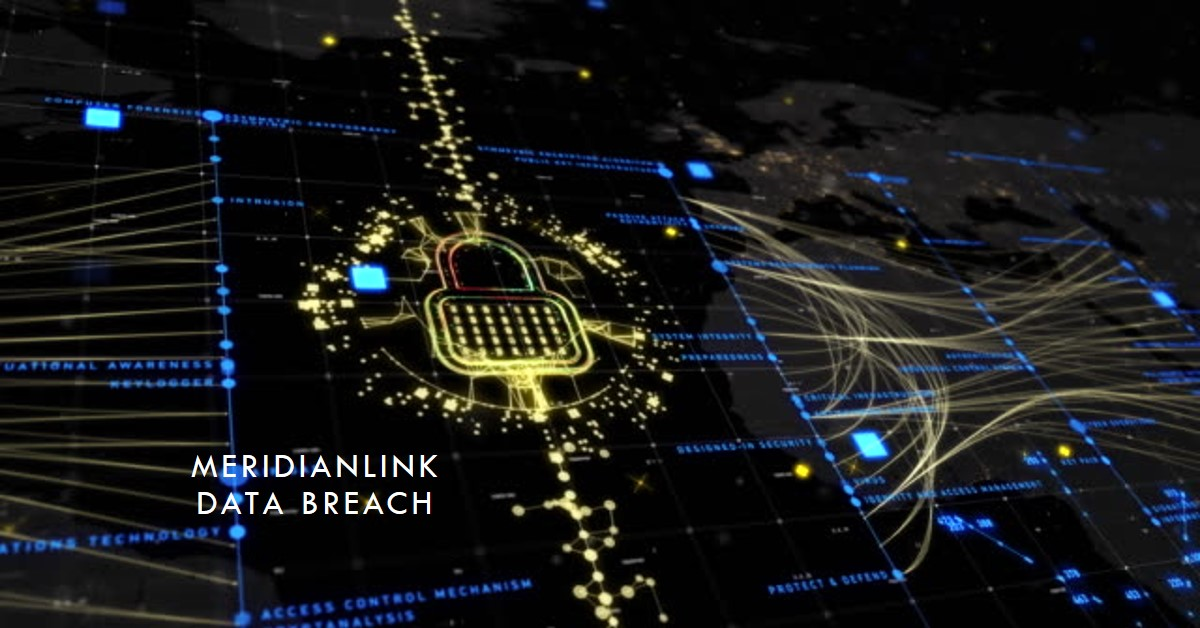 Digital representation of a data breach at MeridianLink.