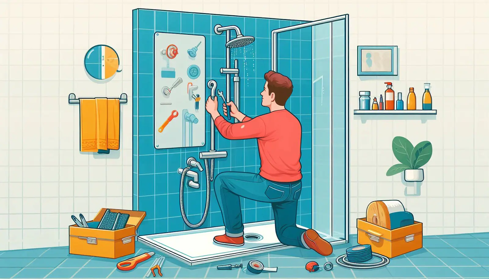 Shower accessories for safety and security in the bathroom