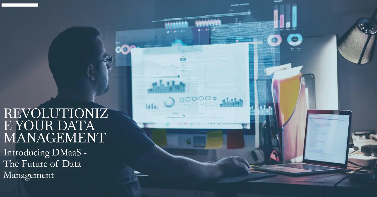 Modern business person analyzing data visualizations on a laptop, representing the efficiency and insights offered by DMaaS.