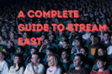 Illustration of a person streaming sports and movies on a laptop with a football and popcorn
