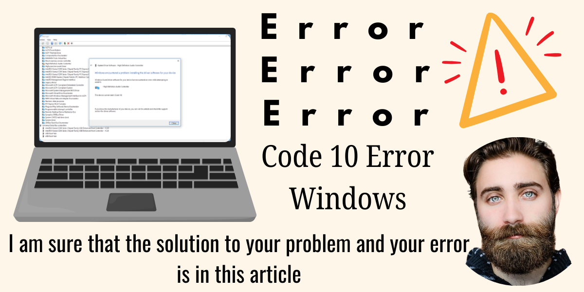 Error message on a Windows screen, indicating a device cannot start due to a driver issue.