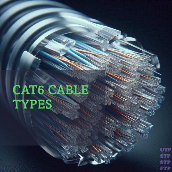 Close-up image of the cross-section of a CAT6 cable bundle showing individual twisted pairs of wires in various colors.