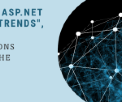 A graphic with the text "Explore ASP.NET Hosting Trends," "Innovations Shaping the Future," and a network visualization on a light blue background.