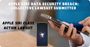 A person using a smartphone with the Siri voice assistant logo visible on the screen.