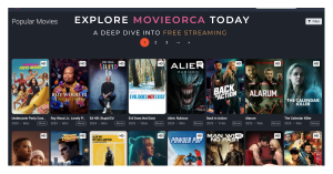 Movieorca website showcasing a list of popular movies with streaming options.